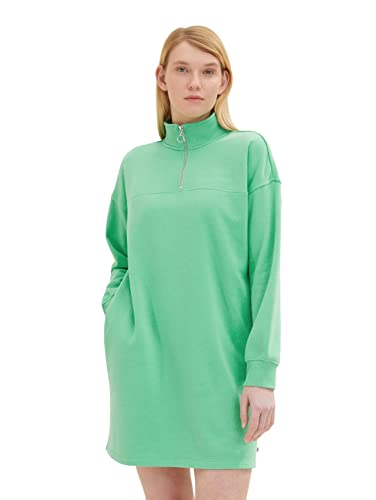 TOM TAILOR Denim Damen 1035444 Sweatkleid mit Stehkragen, 11052-Strong Green, M von TOM TAILOR Denim