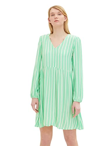 TOM TAILOR Denim Damen 1035447 Kleid mit Muster, 31188-Vertical Green White Stripe, L von TOM TAILOR Denim