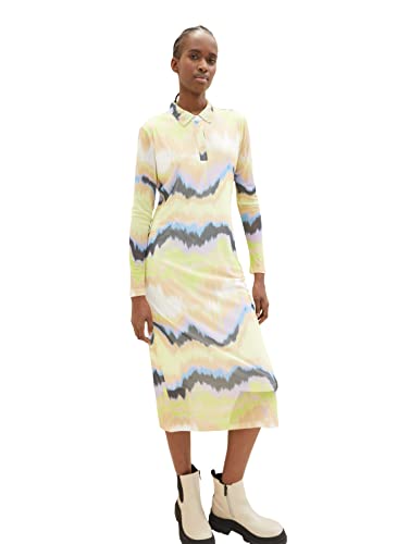 TOM TAILOR Denim Damen 1035452 Polokleid aus Mesh mit Muster, 31112-New Batik Print, L TOM TAILOR Denim Damen 1035452 Polokleid aus Mesh mit Muster, 31112-New Batik Print, L von TOM TAILOR Denim