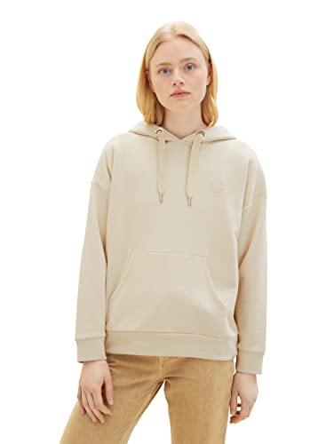 TOM TAILOR Denim Damen 1035802 Basic Hoodie, 10336-Light Cashew Beige, XS von TOM TAILOR Denim