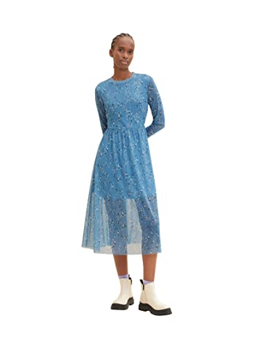 TOM TAILOR Denim Damen 1035803 Kleid, 31553-Blue Multicolor Dots, L von TOM TAILOR Denim