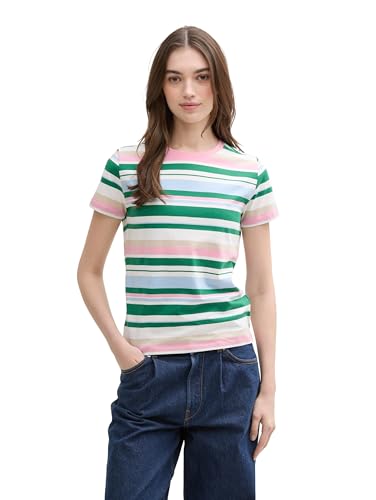 TOM TAILOR Denim Damen 1035867 T-Shirt, 37161-Multicolor Stripe, XL von TOM TAILOR Denim