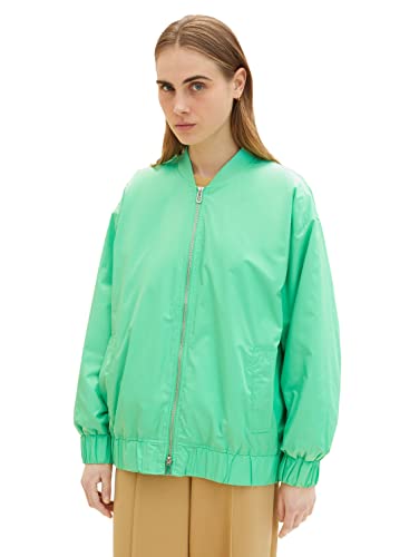 TOM TAILOR Denim Damen 1035871 Loose Fit Bomberjacke, 11052-Strong Green, S von TOM TAILOR Denim