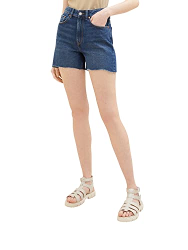 TOM TAILOR Denim Damen 1035886 Mom Jeans Shorts, 10120-Used Dark Stone Blue Denim, M von TOM TAILOR Denim