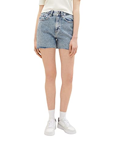 TOM TAILOR Denim Damen 1035886 Mom Jeans Shorts, 10126-Acid Washed Blue Denim, L von TOM TAILOR Denim