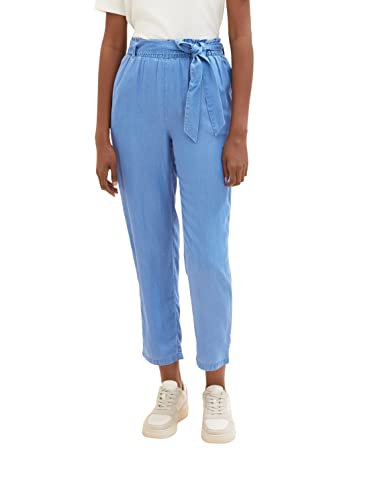 TOM TAILOR Denim Damen Tapered Relaxed Fit Paperbag Hose mit Bindegürtel von TOM TAILOR Denim