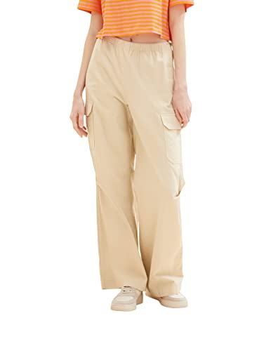 TOM TAILOR Denim Damen 1036505 Straight Fit Cargo Hose, 31700-Dusty Sand Beige, L von TOM TAILOR Denim