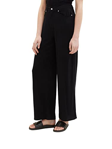 TOM TAILOR Denim Damen 1036507 Wide Leg Hose, 14482-Deep Black, XXL von TOM TAILOR Denim