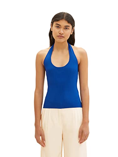 TOM TAILOR Denim Damen 1036514 Basic Neckholder Top, 14531-Shiny Royal, M von TOM TAILOR Denim