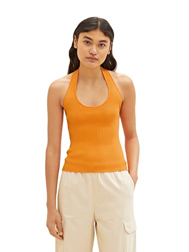 TOM TAILOR Denim Damen 1036514 Basic Neckholder Top, 31684-Bright Mango Orange, L von TOM TAILOR Denim