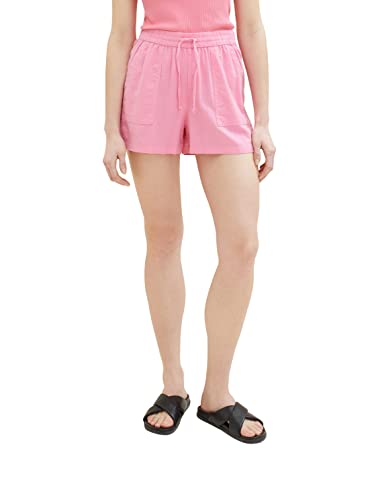 TOM TAILOR Denim Damen 1036520 Basic Shorts aus Leinen, 31685-Fresh Pink, S von TOM TAILOR Denim