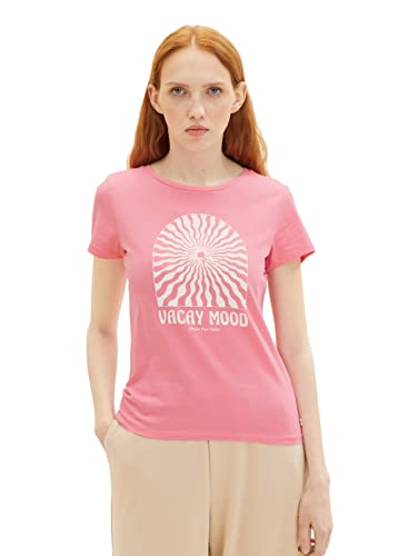 TOM TAILOR Denim Damen 1036532 T-Shirt mit Print, 31685-Fresh Pink, L von TOM TAILOR Denim