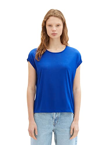 TOM TAILOR Denim Damen 1036534 Basic T-Shirt, 14531-Shiny Royal, L von TOM TAILOR Denim