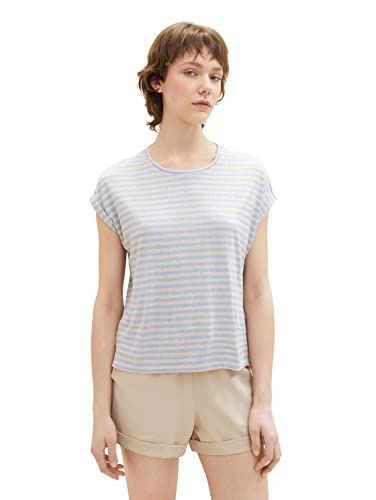 TOM TAILOR Denim Damen 1036534 Basic T-Shirt, 31710-Mid Blue Sand Stripe, L von TOM TAILOR Denim