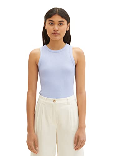 TOM TAILOR Denim Damen 1036555 Top in Rippstruktur, 12819-Parisienne Blue, S von TOM TAILOR Denim