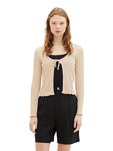 TOM TAILOR Denim Damen 1036566 Cardigan Langarmshirt, 31700-Dusty Sand Beige, M von TOM TAILOR Denim