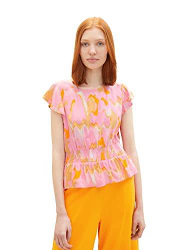 TOM TAILOR Denim Damen 1036582 Bluse mit Muster, 31704-Abstract Pink Print, XL von TOM TAILOR Denim