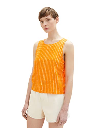 TOM TAILOR Denim Damen 1036590 Blusen Top mit Bindedetail & Muster, 31713-Mango Batik Vichy Print, S von TOM TAILOR Denim