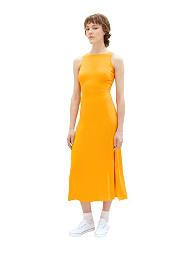 TOM TAILOR Denim Damen 1036606 Kleid mit Rückendetail, 31684-Bright Mango Orange, L von TOM TAILOR Denim
