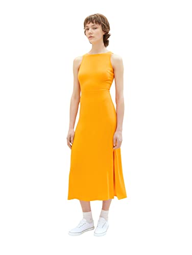 TOM TAILOR Denim Damen 1036606 Kleid mit Rückendetail, 31684-Bright Mango Orange, XL von TOM TAILOR Denim