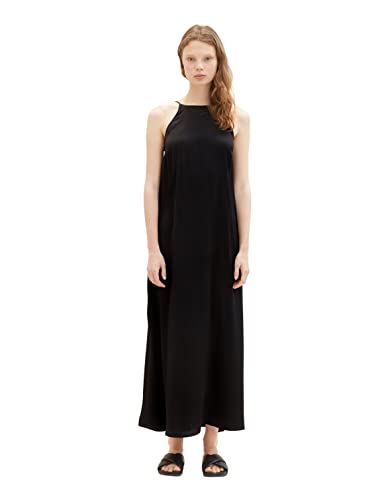 TOM TAILOR Denim Damen 1036609 Maxi Satin Kleid, 14482-Deep Black, S von TOM TAILOR Denim