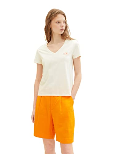 TOM TAILOR Denim Damen 1036616 T-Shirt mit Print, 10348-Gardenia White, XL von TOM TAILOR Denim