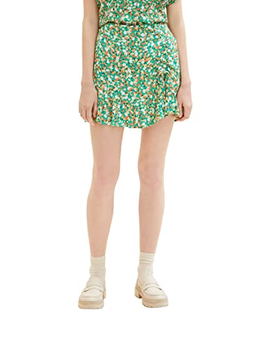 TOM TAILOR Denim Damen 1036626 Blumenrock mit Volant, 31953-Green Flower Print, XL von TOM TAILOR Denim