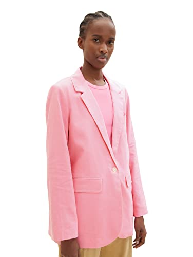 TOM TAILOR Denim Damen 1036627 Leinen Basic Blazer, 31685-Fresh Pink, S von TOM TAILOR Denim