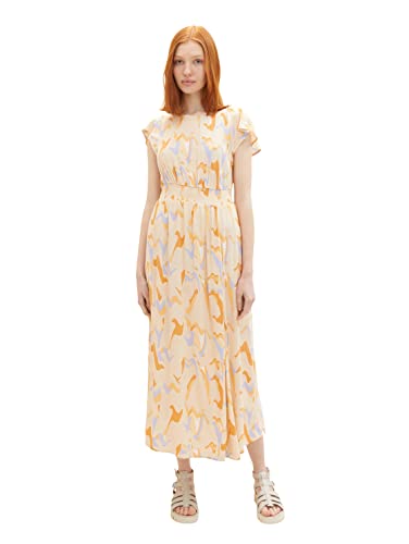 TOM TAILOR Denim Damen 1036629 Kleid mit Muster & Raffung, 31705-Abstract Neutral Print, XL von TOM TAILOR Denim