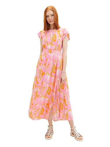 TOM TAILOR Denim Damen 1036629 Kleid mit Muster & Raffung, 31704-Abstract Pink Print, S von TOM TAILOR Denim