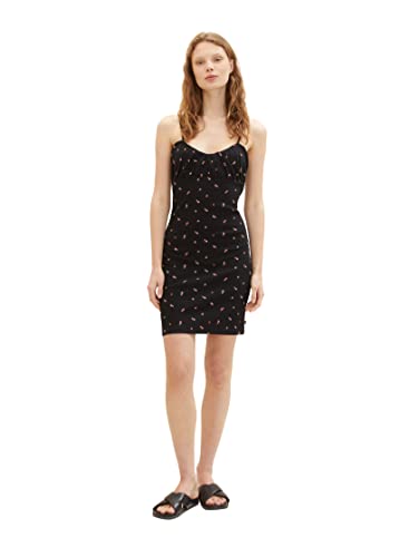TOM TAILOR Denim Damen 1036808 Minikleid mit Blumen, 31950-Small Black Flower Print, XXL von TOM TAILOR Denim