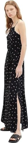 TOM TAILOR Denim Damen 1036843 Maxikleid mit Bindegürtel, 31950-Small Black Flower Print, S von TOM TAILOR Denim