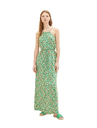 TOM TAILOR Denim Damen 1036843 Maxikleid mit Bindegürtel, 31953-Green Flower Print, M von TOM TAILOR Denim