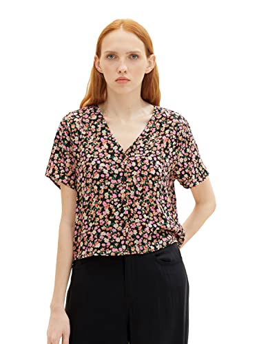 TOM TAILOR Denim Damen 1036844 Bluse mit Blumen-Muster, 31952-Black Flower Print, XS von TOM TAILOR Denim