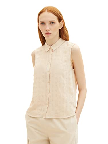 TOM TAILOR Denim Damen 1036845 Top Bluse, 31700-Dusty Sand Beige, XXL von TOM TAILOR Denim