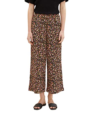 TOM TAILOR Denim Damen 1036854 Basic Culotte Hose, 31952-Black Flower Print, S von TOM TAILOR Denim