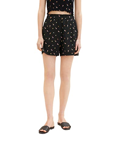 TOM TAILOR Denim Damen 1036855 Basic Shorts, 31950-Small Black Flower Print, XS von TOM TAILOR Denim