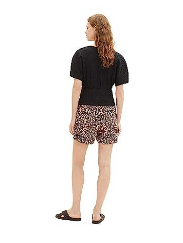 TOM TAILOR Denim Damen 1036855 Basic Shorts, 31952-Black Flower Print, XL von TOM TAILOR Denim