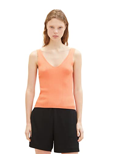 TOM TAILOR Denim Damen 1036857 Basic Strick-Top, 31699-Luminous Coral, S von TOM TAILOR Denim