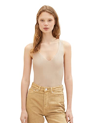 TOM TAILOR Denim Damen 1036857 Basic Strick-Top, 31700-Dusty Sand Beige, L von TOM TAILOR Denim