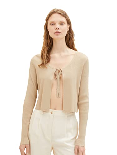 TOM TAILOR Denim Damen 1036858 Bolero Strickjacke, 31700-Dusty Sand Beige, L von TOM TAILOR Denim