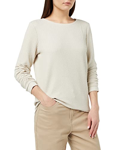 TOM TAILOR Denim Damen 1036955 Sweater mit Raffung, 10336-Light Cashew Beige, L von TOM TAILOR Denim