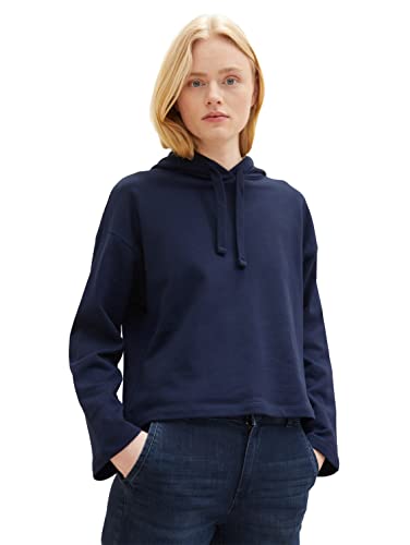 TOM TAILOR Denim Damen 1036980 Basic Hoodie, 10360-Real Navy Blue, L von TOM TAILOR Denim