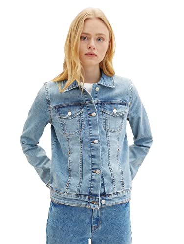 TOM TAILOR Denim Damen 1036982 Basic Jeansjacke, 10118-Used Light Stone Blue Denim, S von TOM TAILOR Denim