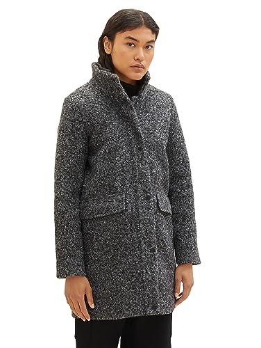 TOM TAILOR Denim Damen 1037586 Boucle Mantel mit Stehkragen, 10522-Shale Grey Melange, L von TOM TAILOR Denim