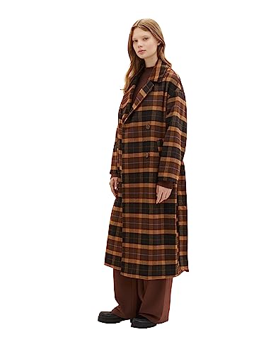 TOM TAILOR Denim Damen 1037587 Oversized Mantel mit Bindegürtel & Karomuster, 33771-brown Check, XXL von TOM TAILOR Denim