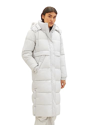 TOM TAILOR Denim Damen 1037596 Longstyle Puffer Mantel, 32253-basic Light Grey, M von TOM TAILOR Denim