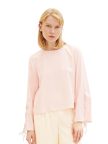 TOM TAILOR Denim Damen 1038122 Bluse mit Schnürung, 14557-Light English Rose, L von TOM TAILOR Denim
