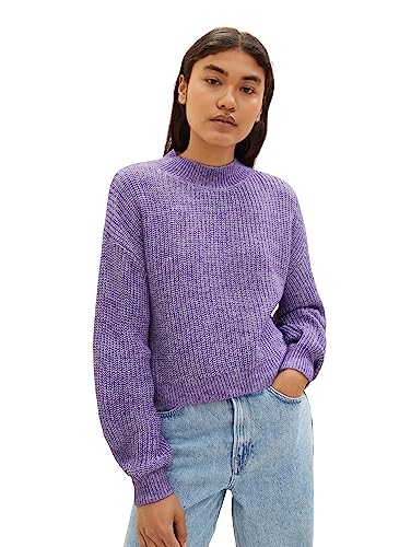 TOM TAILOR Denim Damen 1038128 Boxy Relaxed Pullover mit Stehkragen, 32255-lilac, L von TOM TAILOR Denim