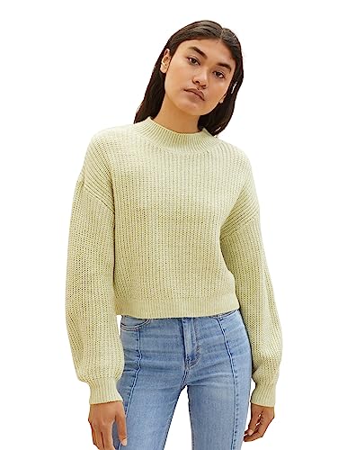 TOM TAILOR Denim Damen 1038128 Boxy Relaxed Pullover mit Stehkragen, 32256-dusty pear Green, L von TOM TAILOR Denim